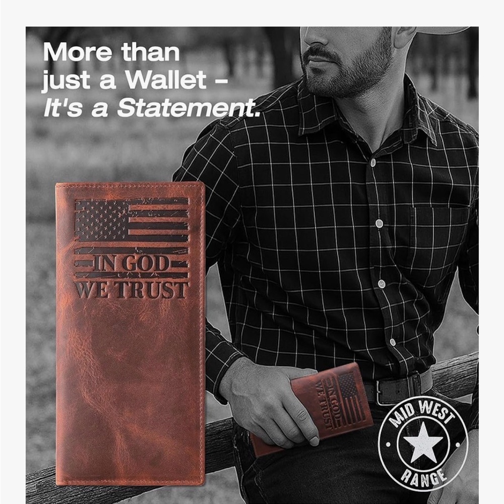 American Flag Long Wallet For Men with " IN GOD WE TRUST " - Picture 10 of 12